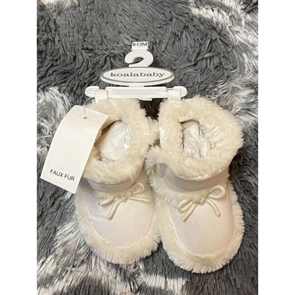 Koala Baby Unisex Faux Fur Slip-On Slippers Boots White 6-12M - Picture 5 of 5
